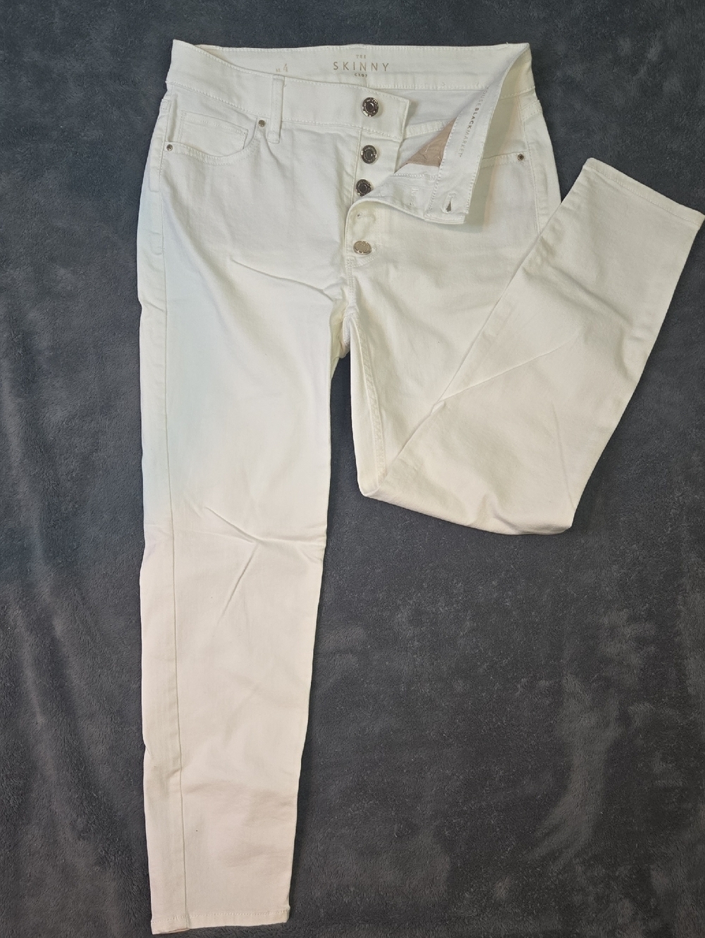 White House Black Market Buttondown Skinny Crop High Rise Pants Sz 4
